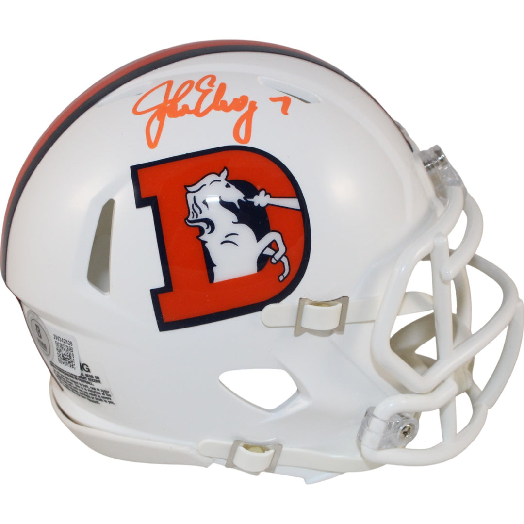 John Elway Autographed/Signed Denver Broncos 23 Alt Mini Helmet Beckett 50190