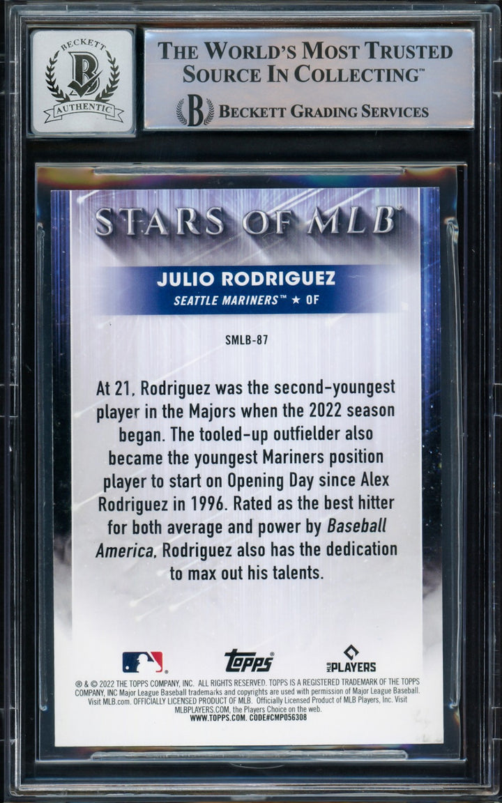 Julio Rodriguez Signed 2022 Topps Stars of MLB RC #SMLB-87 Mariners Auto 10