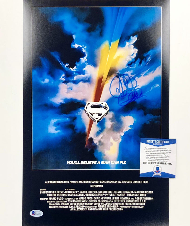 director Richard Donner signed Superman movie poster 11x17 Photo BAS COA Beckett
