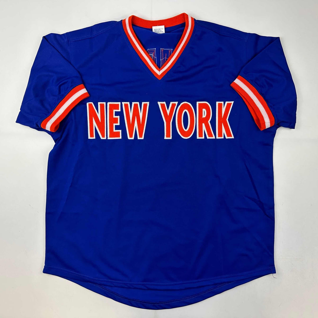 Facsimile Autographed Darryl Strawberry New York Blue Reprint Jersey Size Men XL