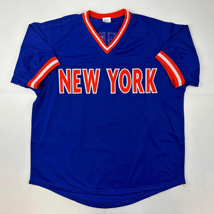 Facsimile Autographed Darryl Strawberry New York Blue Reprint Jersey Size Men XL