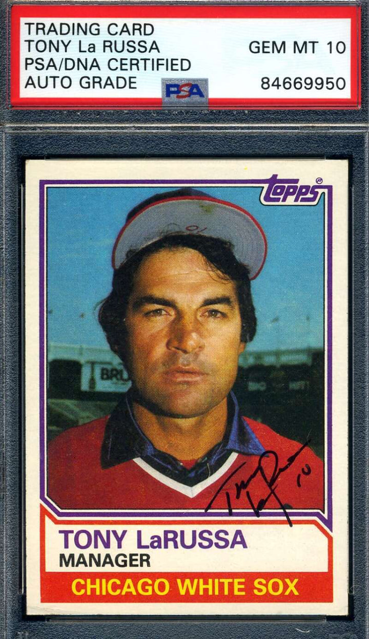 Tony Larussa Gem Mint 10 PSA DNA Signed 1983 Topps Autograph