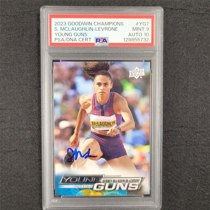 Sydney McLaughlin signed 2023 UD Young Guns Rookie RC card PSA 9 Auto 10