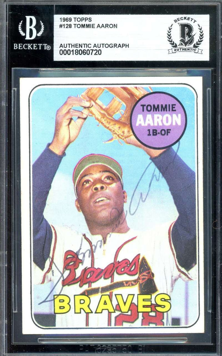 Tommie Aaron Beckett BAS Signed 1969 Topps Autograph Braves