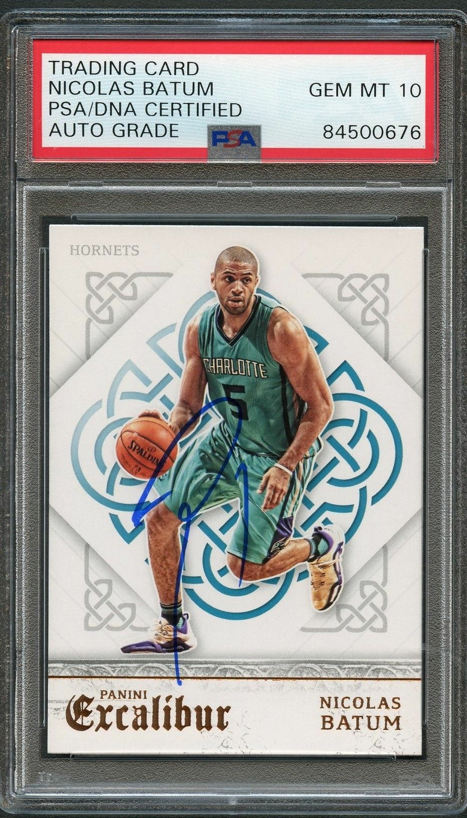 2015-16 Panini Excalibur #117 Nicolas Batum Signed Card AUTO 10 PSA Slabbed Horn