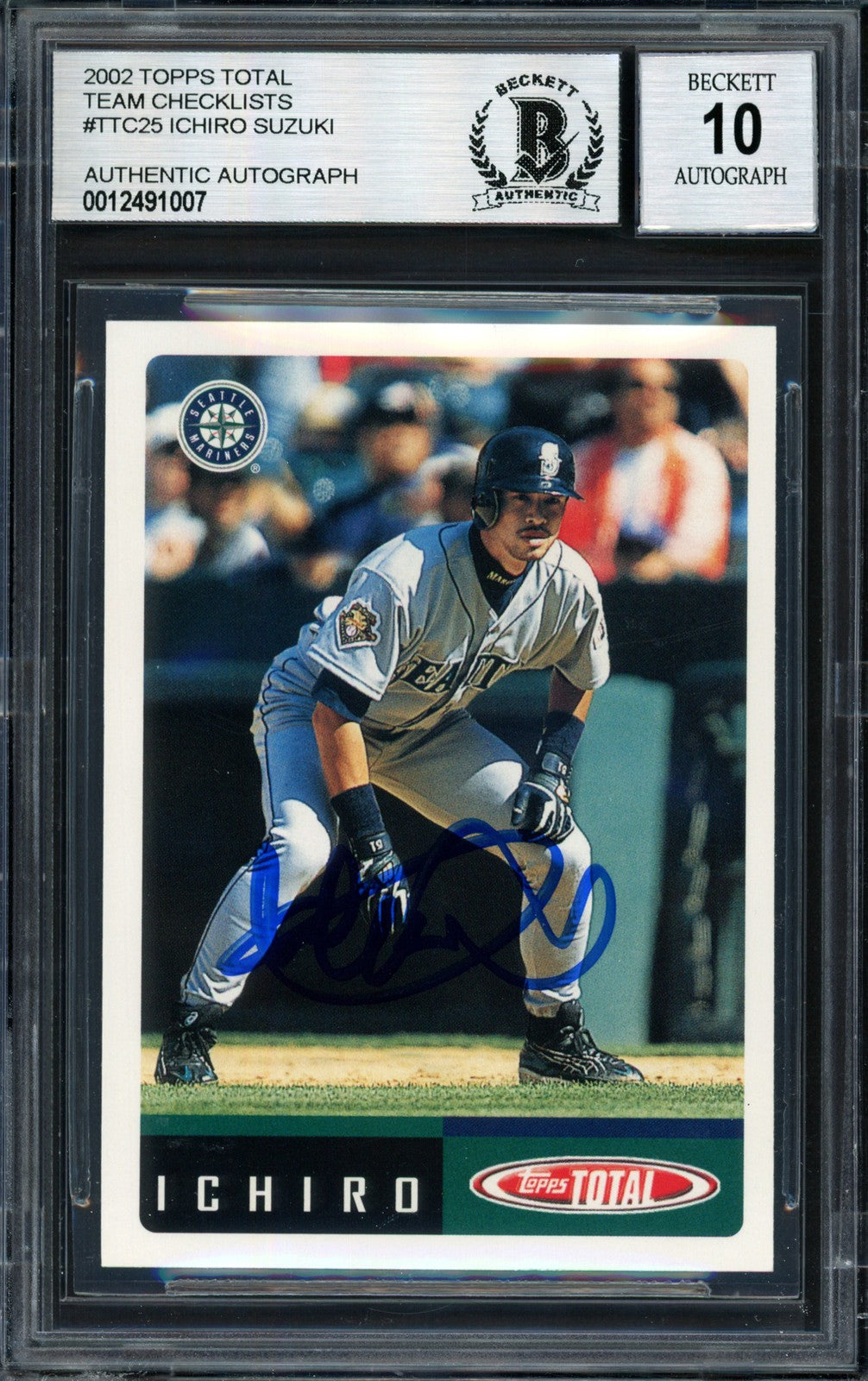 Ichiro Suzuki Signed 2002 Topps Total Card 25 Mariners Auto 10 Beckett #12491007