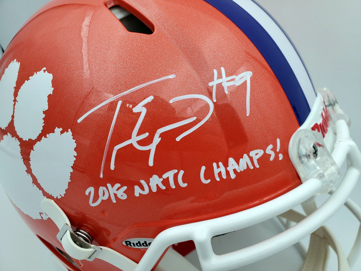 Travis Etienne Auto Clemson Tigers Orange Full Size Auth Helmet 2018 Champ BAS
