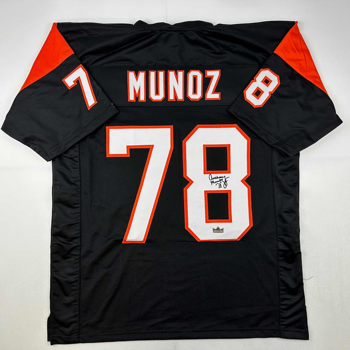 Facsimile Autographed Anthony Munoz Cincinnati Black Reprint Jersey Size Mens XL