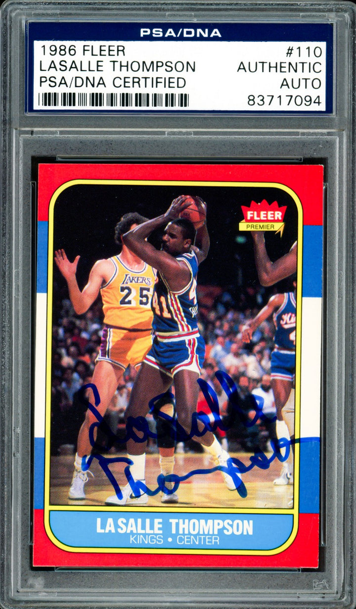 LaSalle Thompson Signed 1986-87 Fleer Card 110 Kings PSA/DNA #83717094