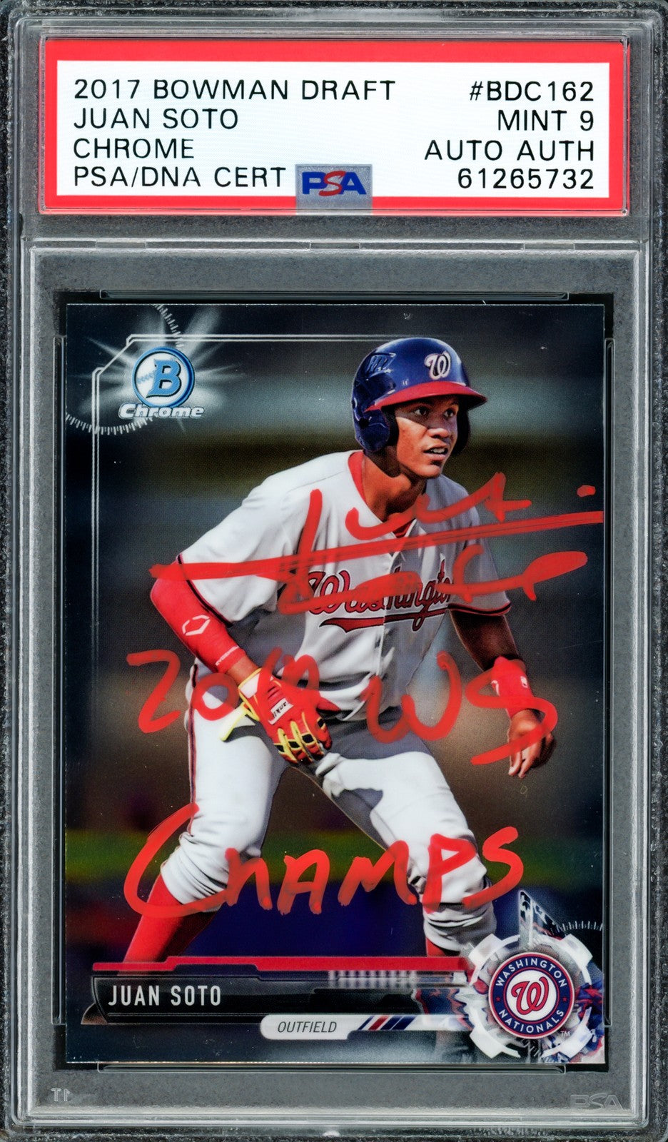 Juan Soto Signed 2017 Bowman Draft Chrome RC BDC162 PSA 9 2019 WS Champs PSA/DNA