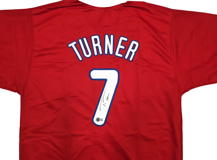 Philadelphia Phillies Trea Turner Signed Red Jersey Beckett Witness