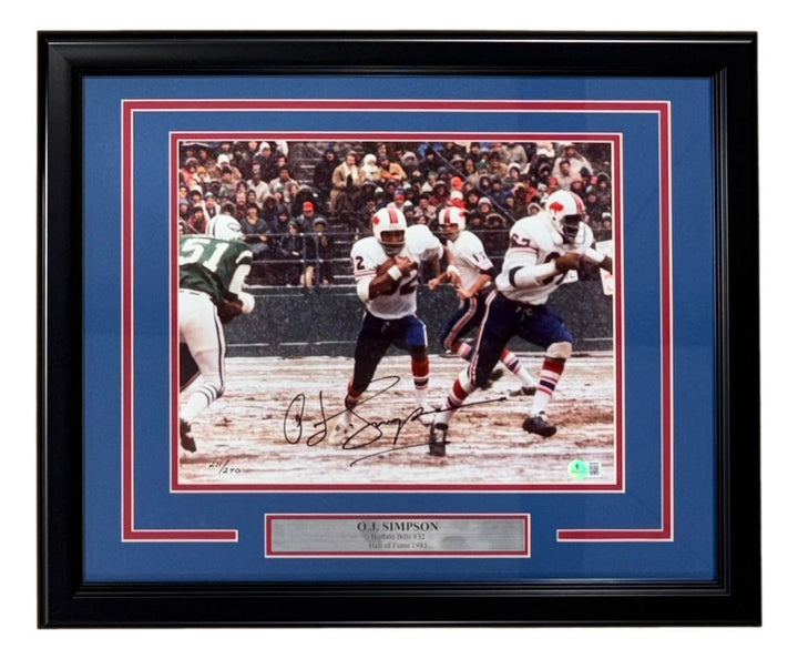 OJ Simpson Signed Framed 11x14 Buffalo Bills Photo LE/250 BAS