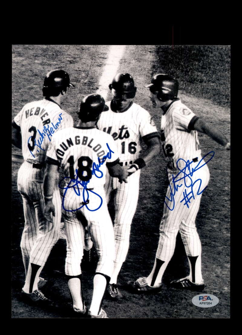 Hebner Stearns Youngblood PSA DNA Signed 8x10 Photo Autograph Mets