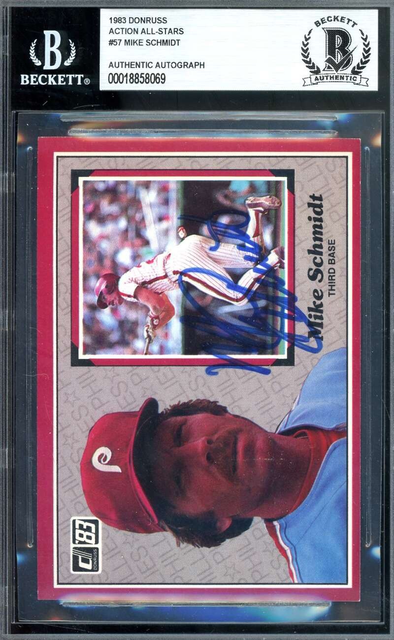 Mike Schmidt Beckett BAS Signed 1983 Donruss Action All Stars Autograph