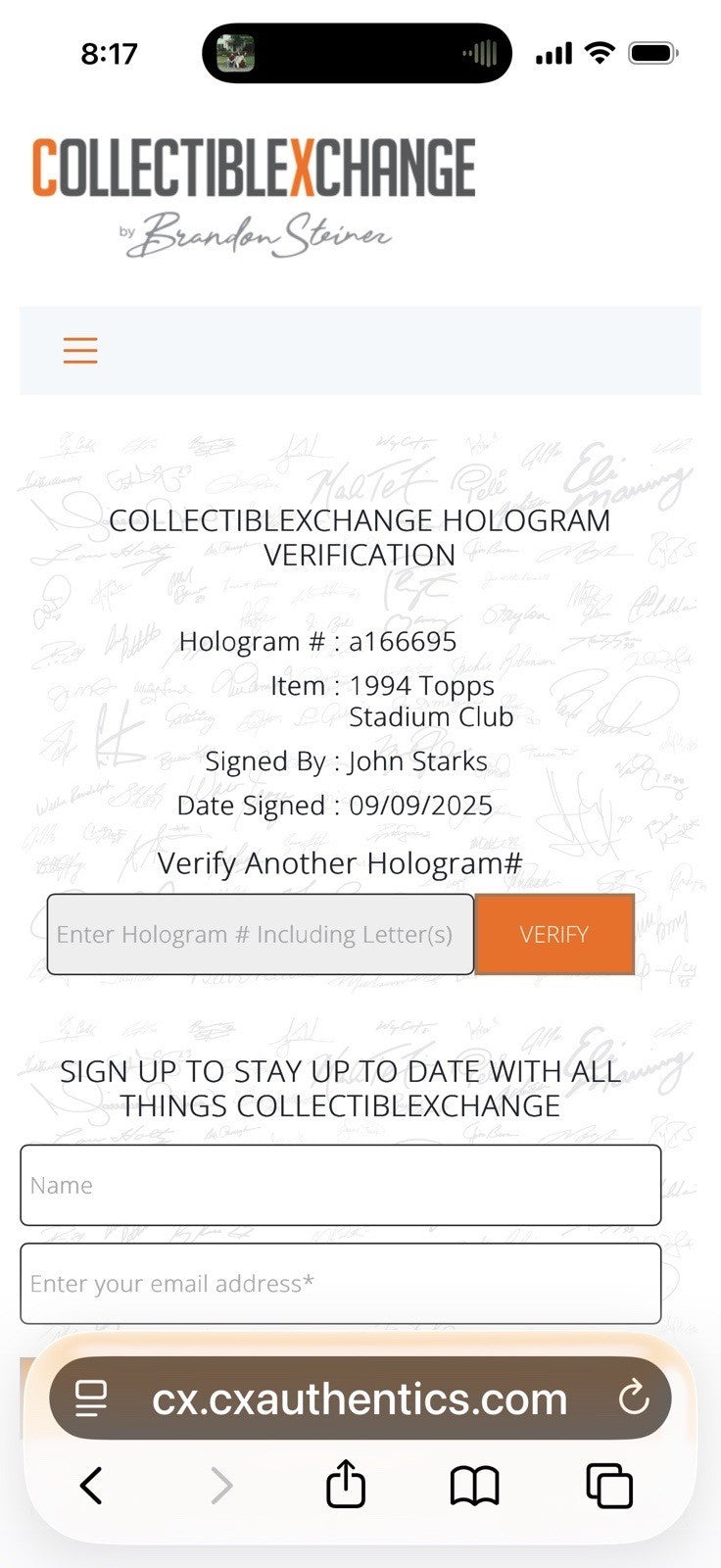 JOHN STARKS Ny Knicks Signed 1994 /95 Topps Stadium The Dunk Auto Steiner Coa