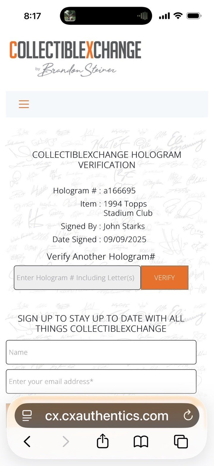 JOHN STARKS Ny Knicks Signed 1994 /95 Topps Stadium The Dunk Auto Steiner Coa
