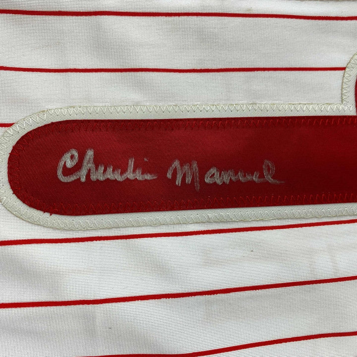 Autographed/Signed Charlie Manuel Philadelphia Pinstripe Jersey PSA/DNA COA