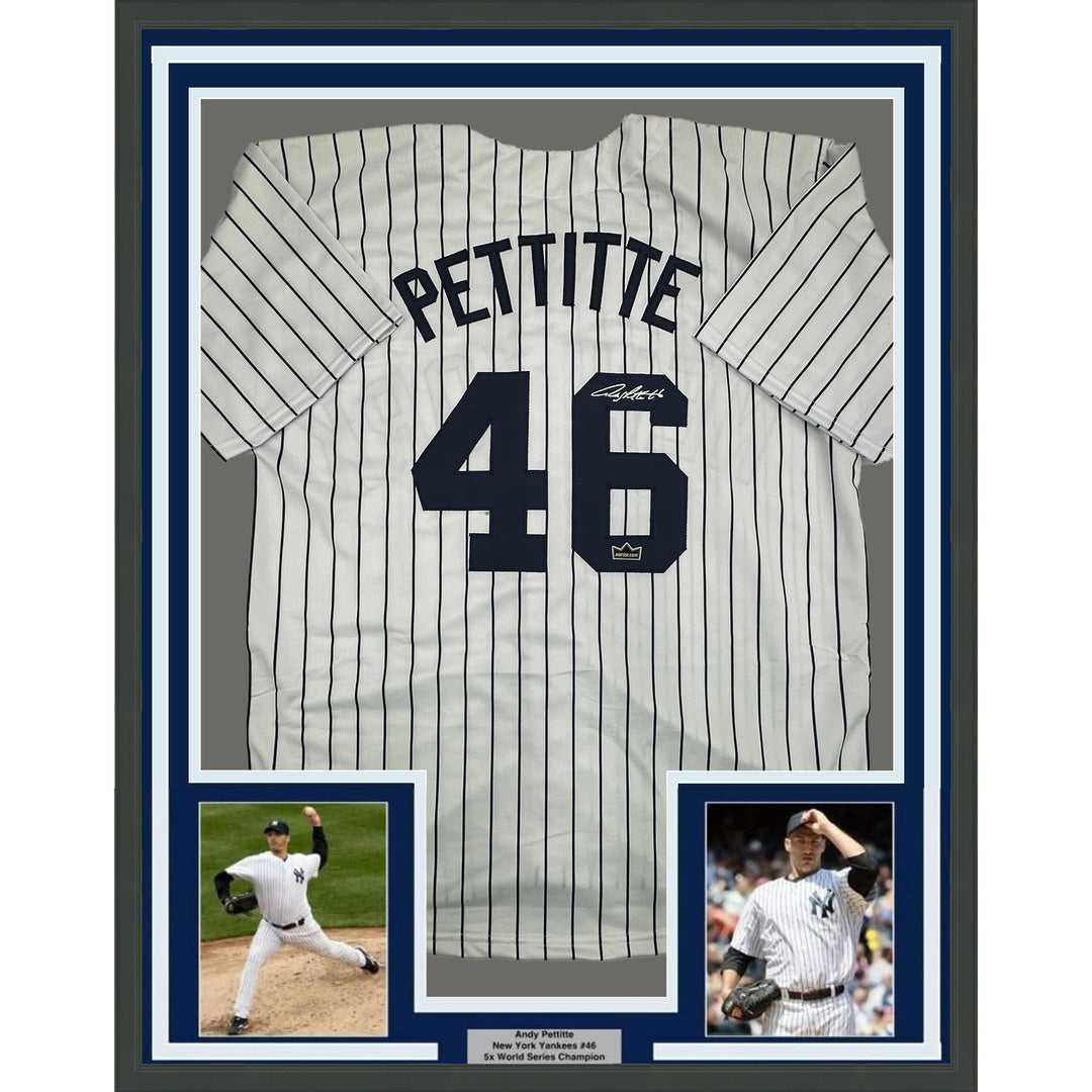 Framed Facsimile Autographed Andy Pettitte 35x39 New York Reprint Jersey
