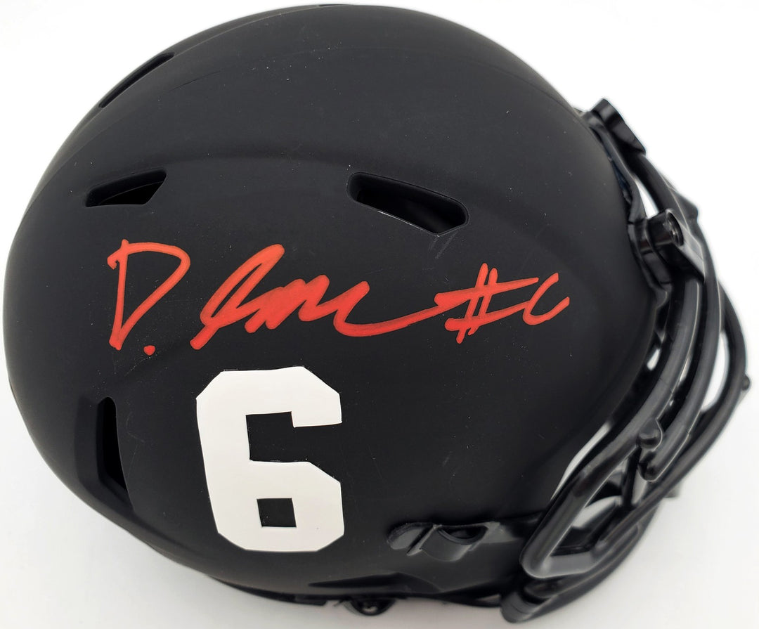 Devonta Smith Signed Alabama Crimson Tide Eclipse Black Speed Mini Helmet