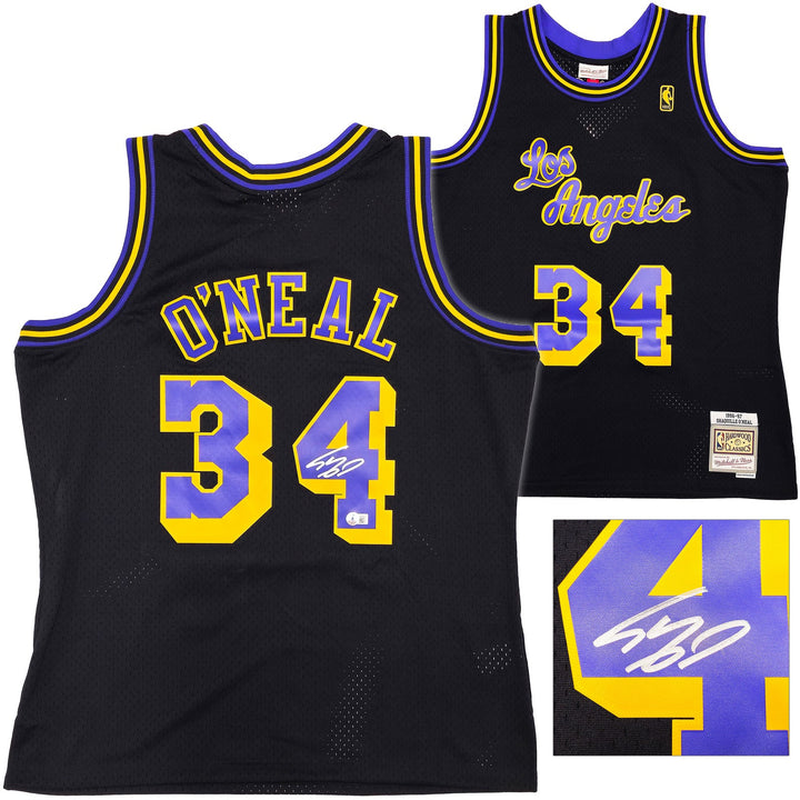 Lakers Shaquille O'Neal Auto Black Auth Mitchell Ness 1996-97 Swingman Jersey XL