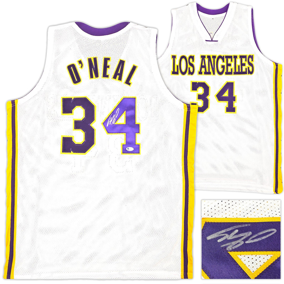 Los Angeles Lakers Shaquille Shaq O'Neal Signed White Jersey Signed on #4
