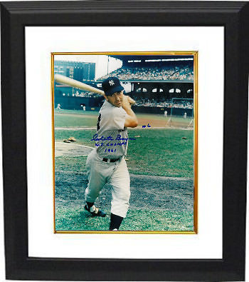 Clete Boyer signed Yankees 8x10 Photo Custom Framed WS Champs 1961 (batting)