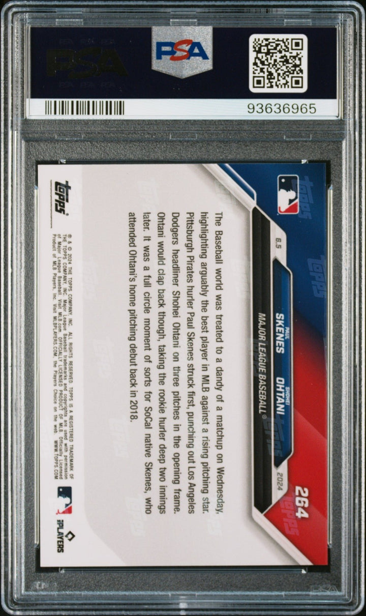 Graded 2024 Topps Now Paul Skenes/Shohei Ohtani #264 Card PSA 10 Gem