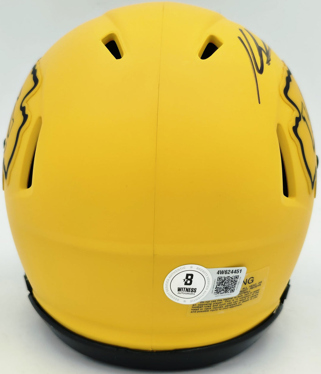 Kenneth Walker III Auto Chiefs Rave Yellow Rave Speed Mini Helmet Beckett Wit