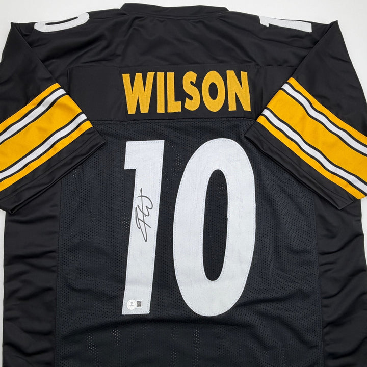Autographed/Signed Roman Wilson Pittsburgh Black Football Jersey Beckett BAS COA