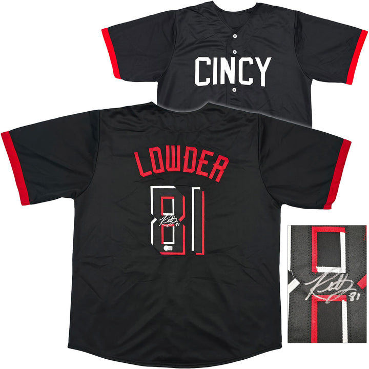 Cincinnati Reds Rhett Lowder Signed Black Jersey Beckett Witness