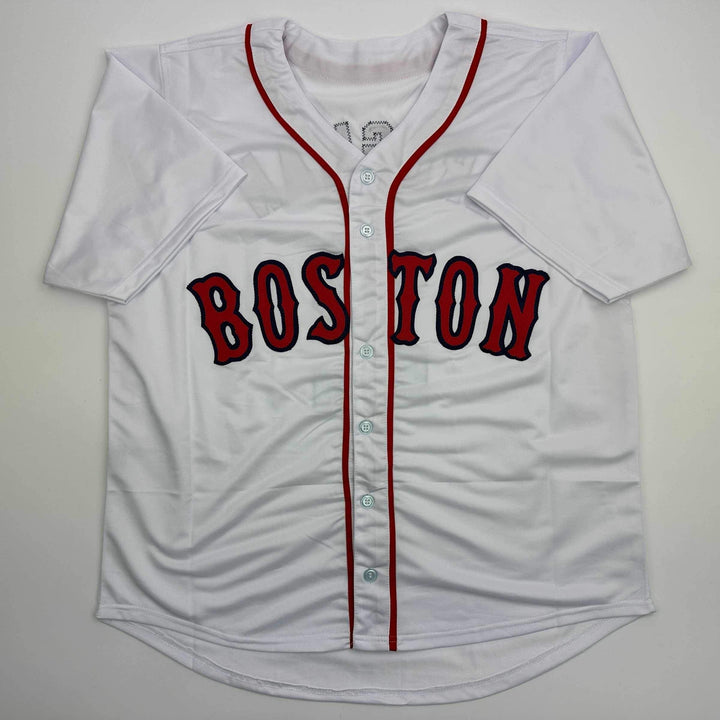 Facsimile Autographed Alex Bregman Boston White Reprint Jersey Size Men's XL