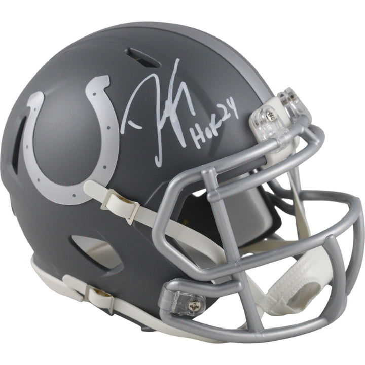 Dwight Freeney Signed Indianapolis Colts Slate Mini Helmet HOF Beckett 50324