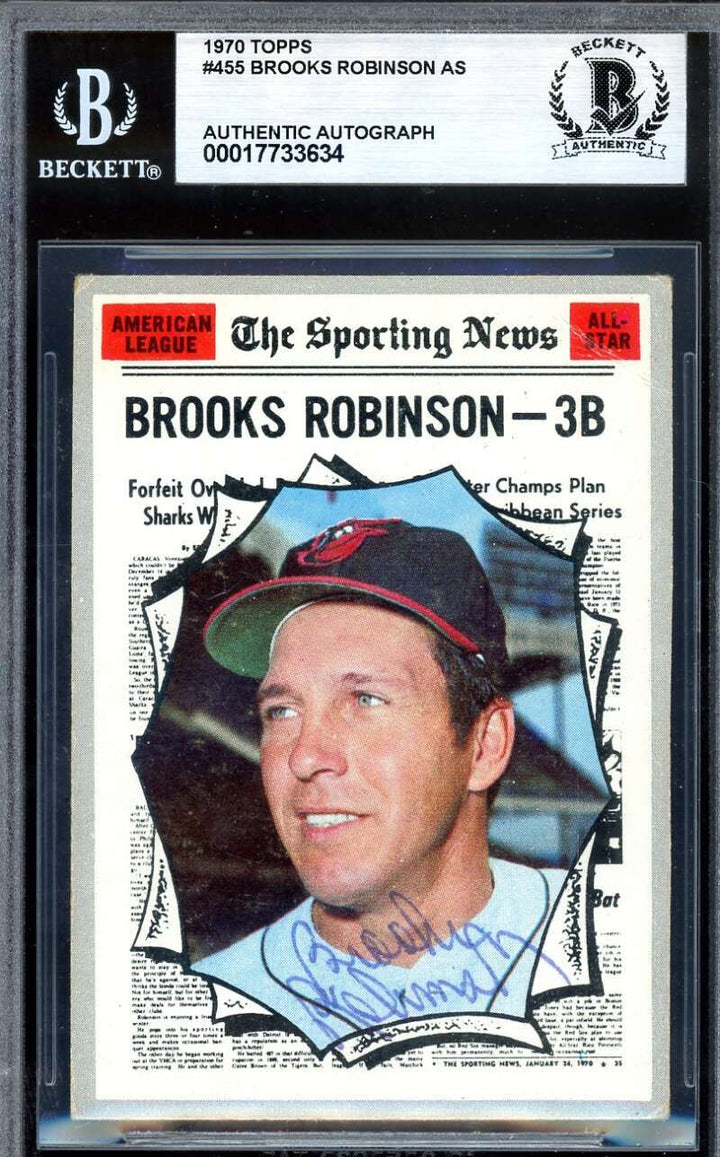 Brooks Robinson Beckett BAS Vintage Signed 1970 Topps All Star Autograph