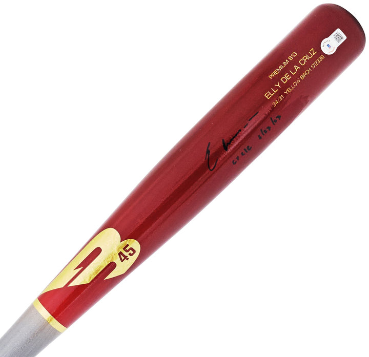 Elly De La Cruz Signed Red B45 Player Model Bat Reds "Cycle 6/23/23" Beckett Wit