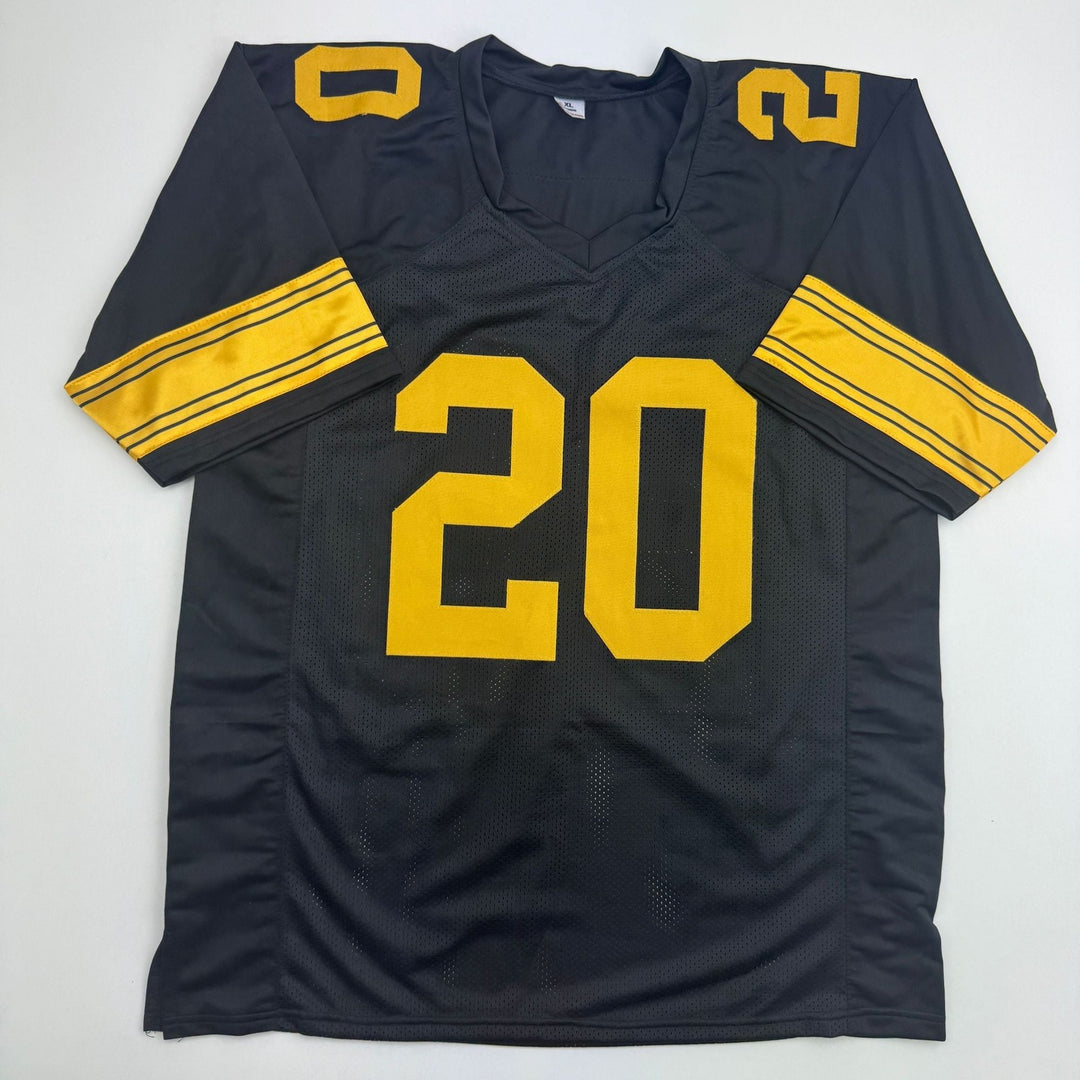 Autographed/Signed Kaleb Johnson Pittsburgh Black Color Rush Jersey BAS COA