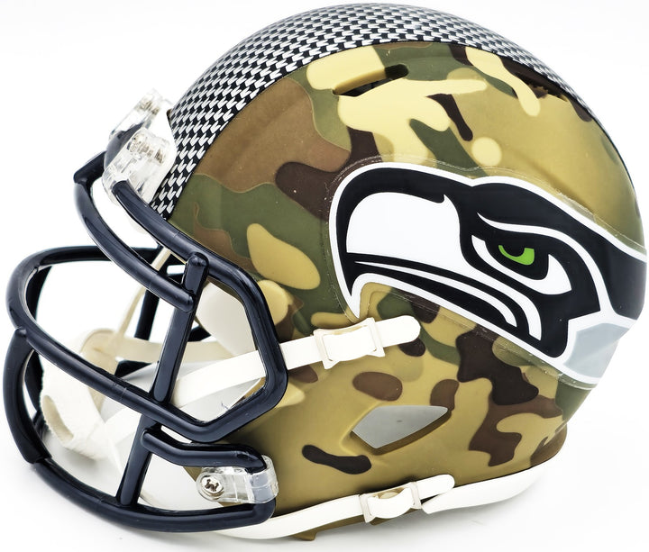 Kenneth Walker III Signed Seattle Seahawks Camo Speed Mini Helmet Beckett Wit