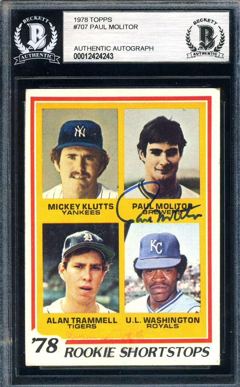 Paul Molitor Beckett BAS Signed 1978 Topps Rookie Autograph