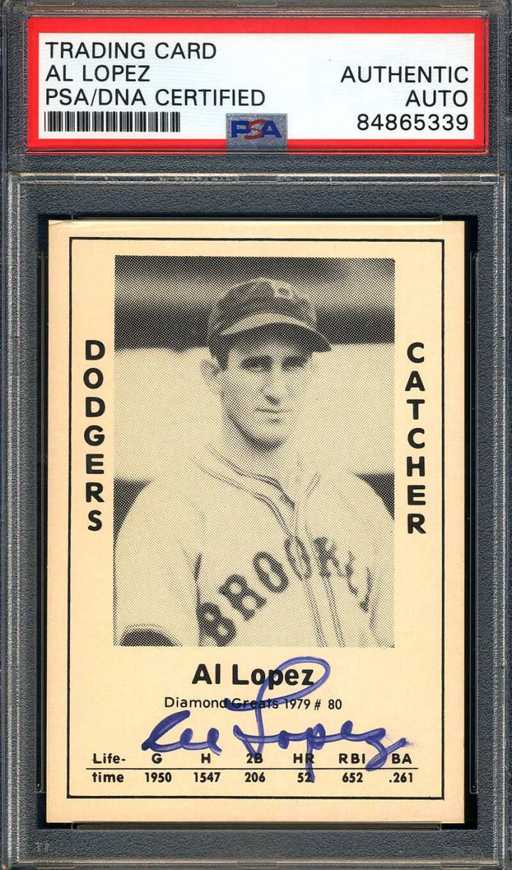 Al Lopez PSA DNA Signed 1979 Diamond Greats Autograph