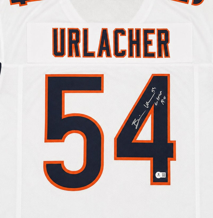 Chicago Bears Brian Urlacher Signed White Jersey "HOF 18" Beckett BAS Witness