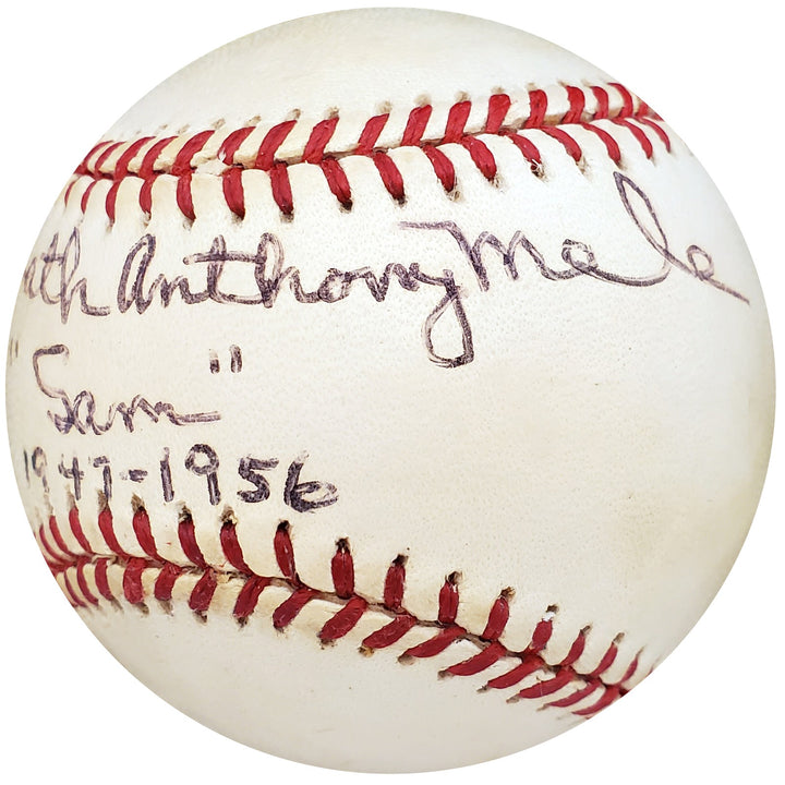 Sam Mele Signed NL Baseball Washington Senators, Twins Full Name Beckett