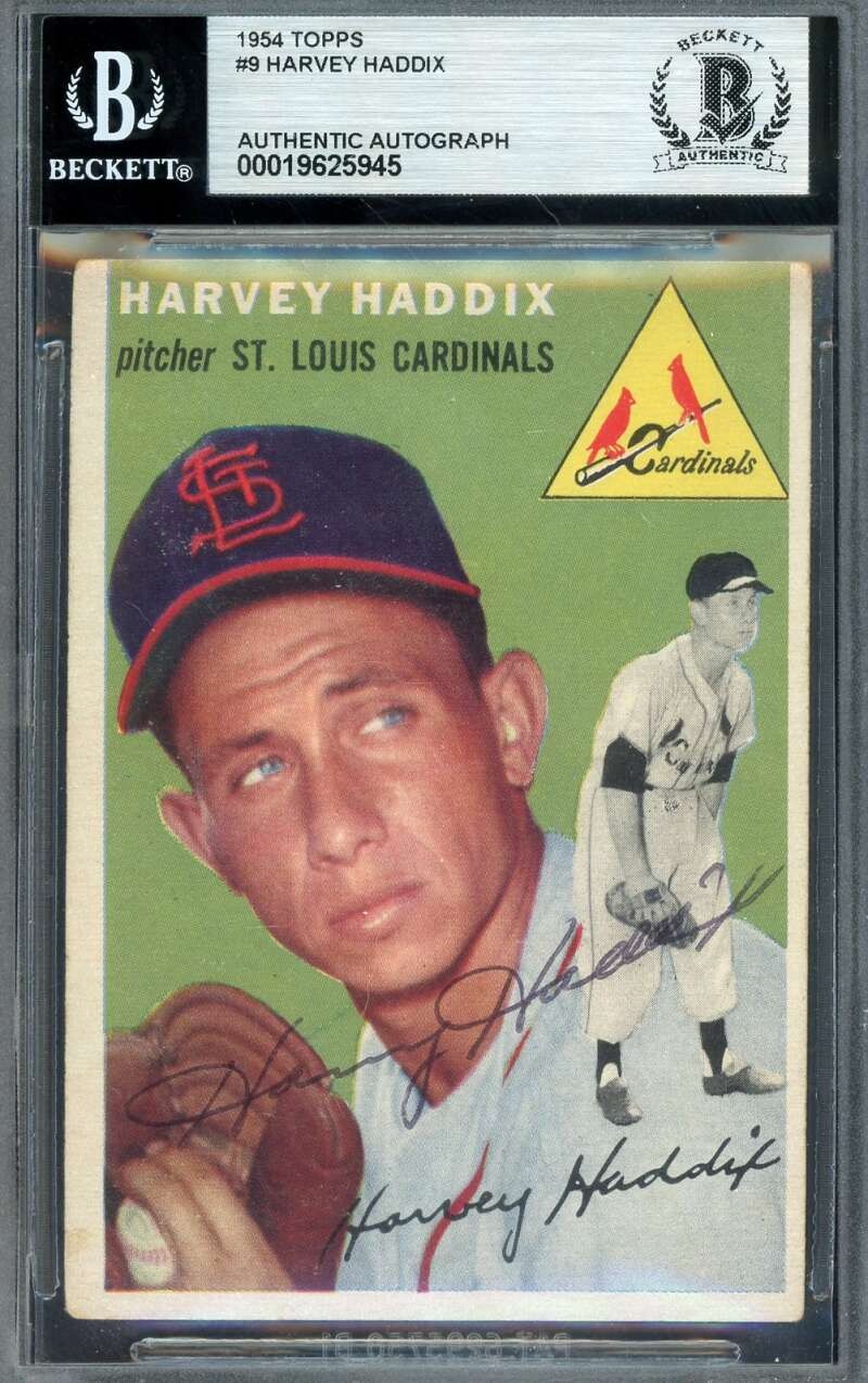 Harvey Haddix Beckett BAS Vintage Signed 1954 Topps Autograph
