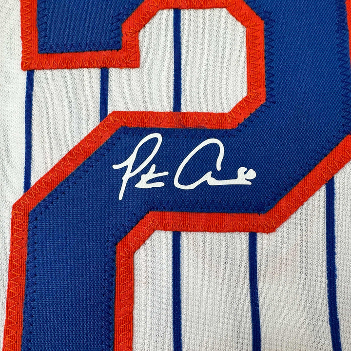 Facsimile Autographed Pete Alonso New York Pinstripe Reprint Jersey Size Mens XL