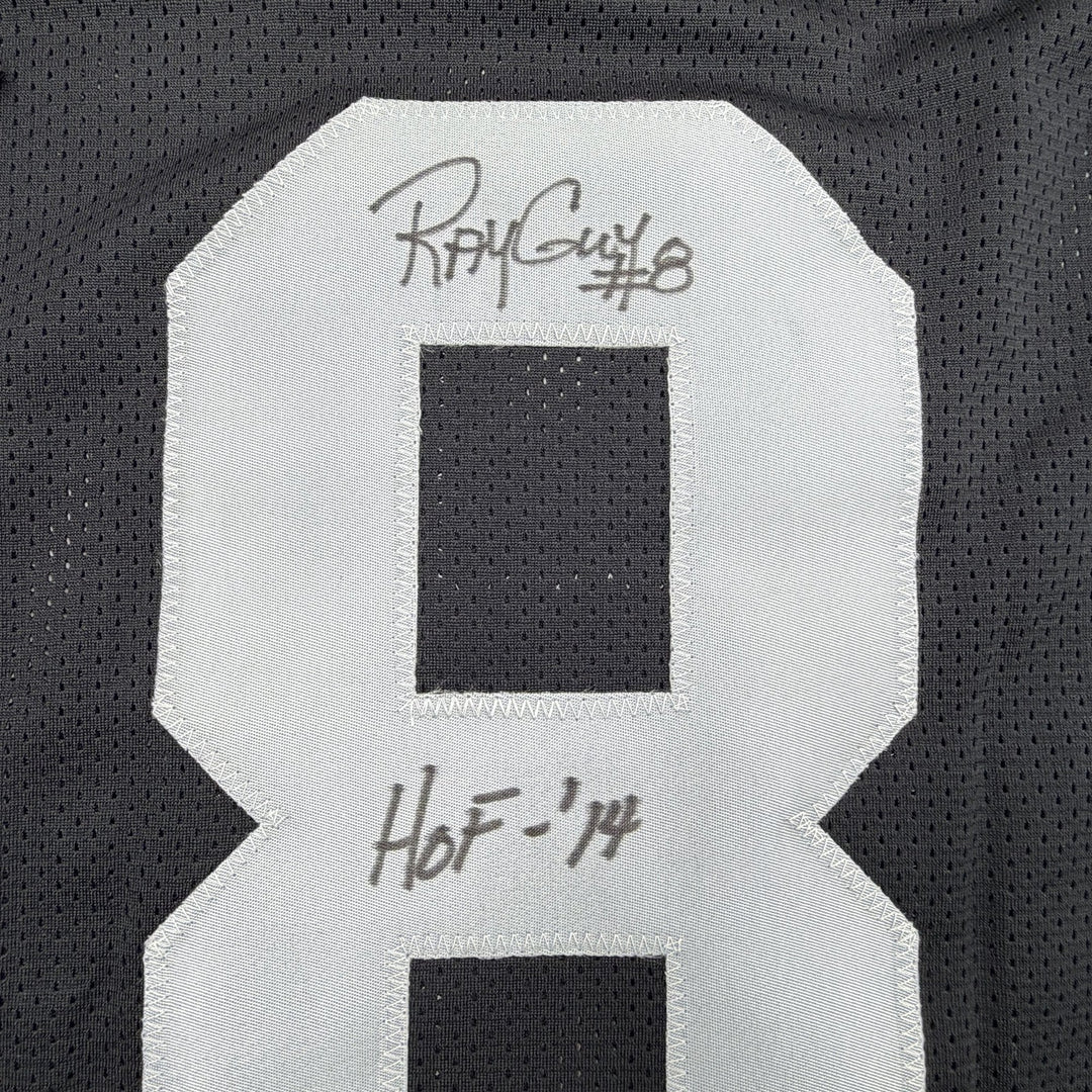 Autographed/Signed Ray Guy HOF Oakland Las Vegas Black Football Jersey JSA COA