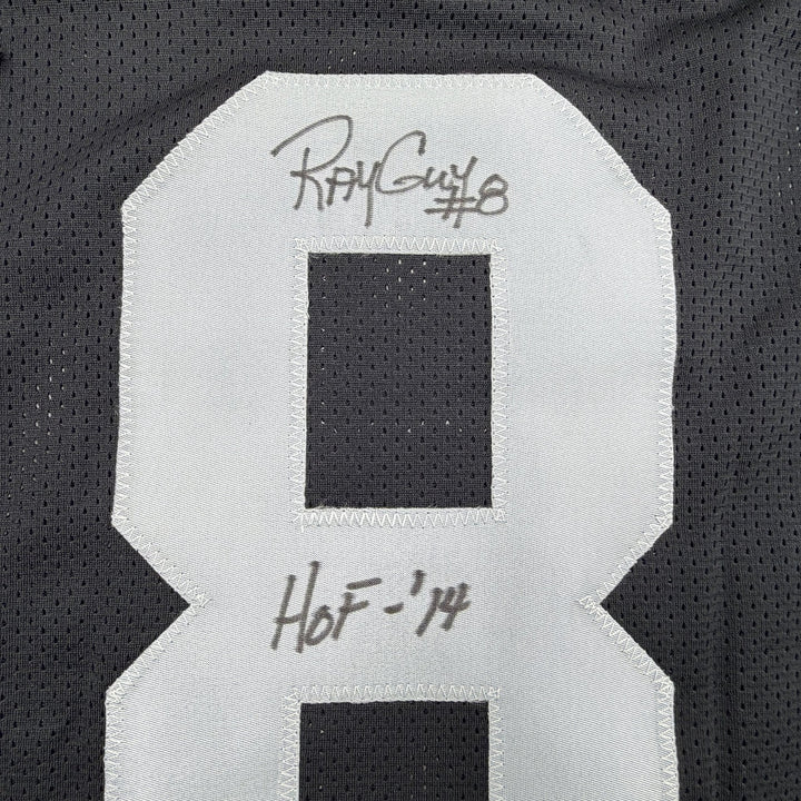 Autographed/Signed Ray Guy HOF Oakland Las Vegas Black Football Jersey JSA COA