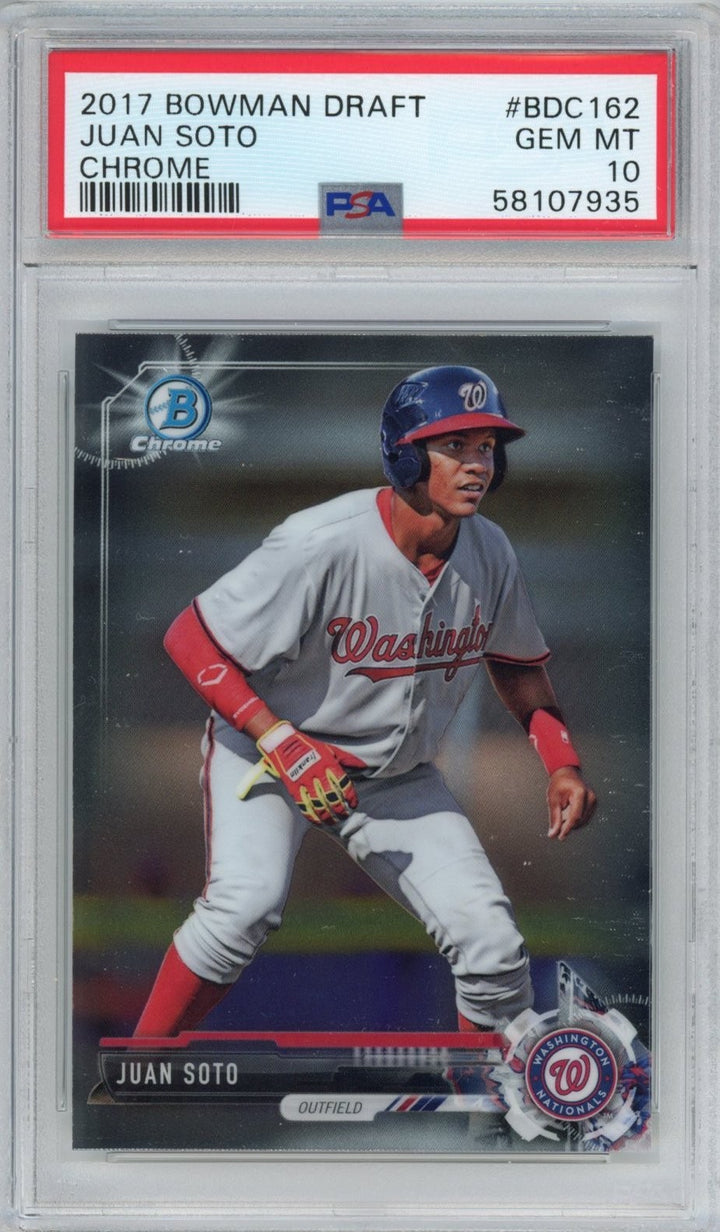 Graded 2017 Bowman Draft Chrome Juan Soto #BDC162 Rookie Card PSA 10 Mint