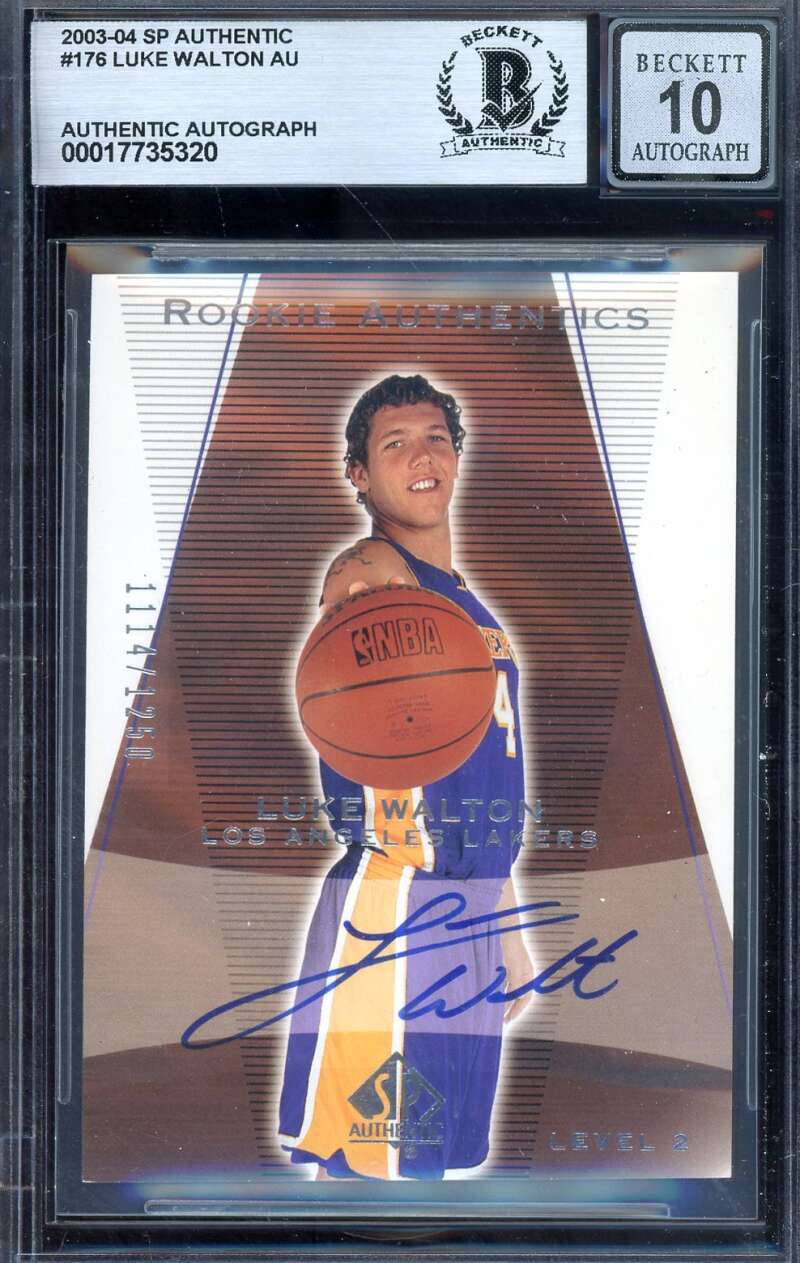 Luke Walton Gem Mint 10 Beckett BAS Signed 2003-04 Upper Deck SP Rookie /1250 Au