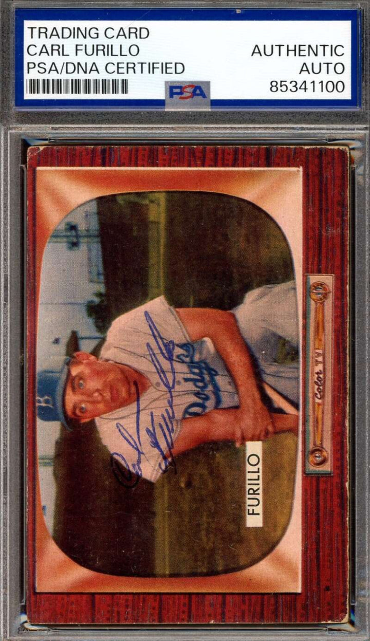 Carl Furillo PSA DNA Vintage Signed 1955 Bowman Autograph