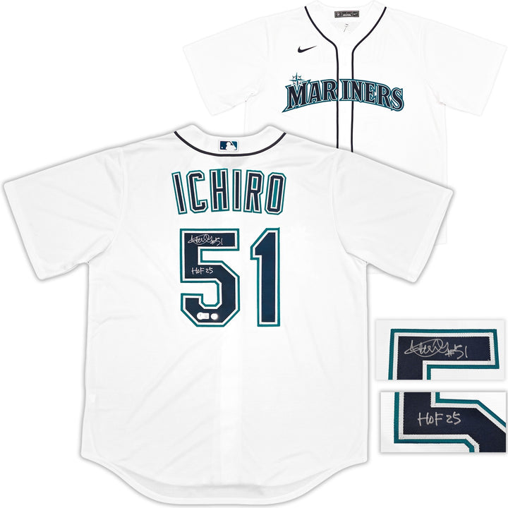 Mariners Ichiro Suzuki Auto White Nike Jersey Size L "HOF 25" IS Holo & Beckett