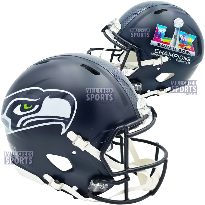 Unsigned Seahawks SB LX Champions Logo Full Sz Speed Authentic Helmet