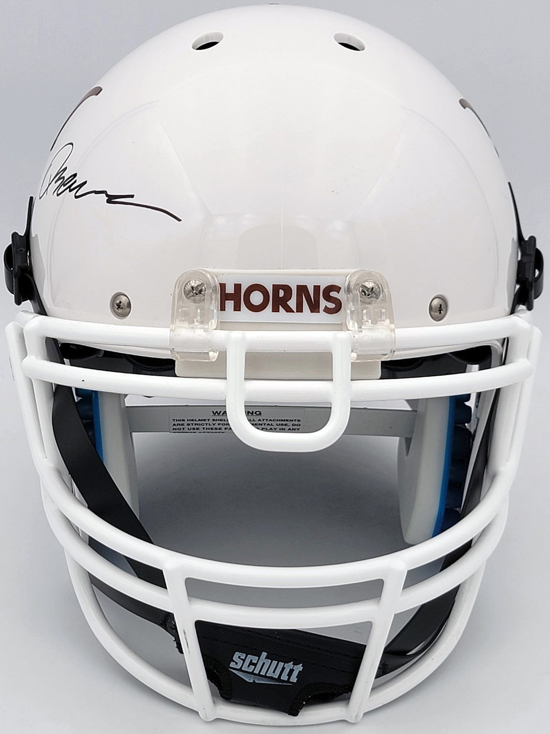 Quinn Ewers Auto Texas Longhorns White Schutt Full Size Authentic Helmet Beckett